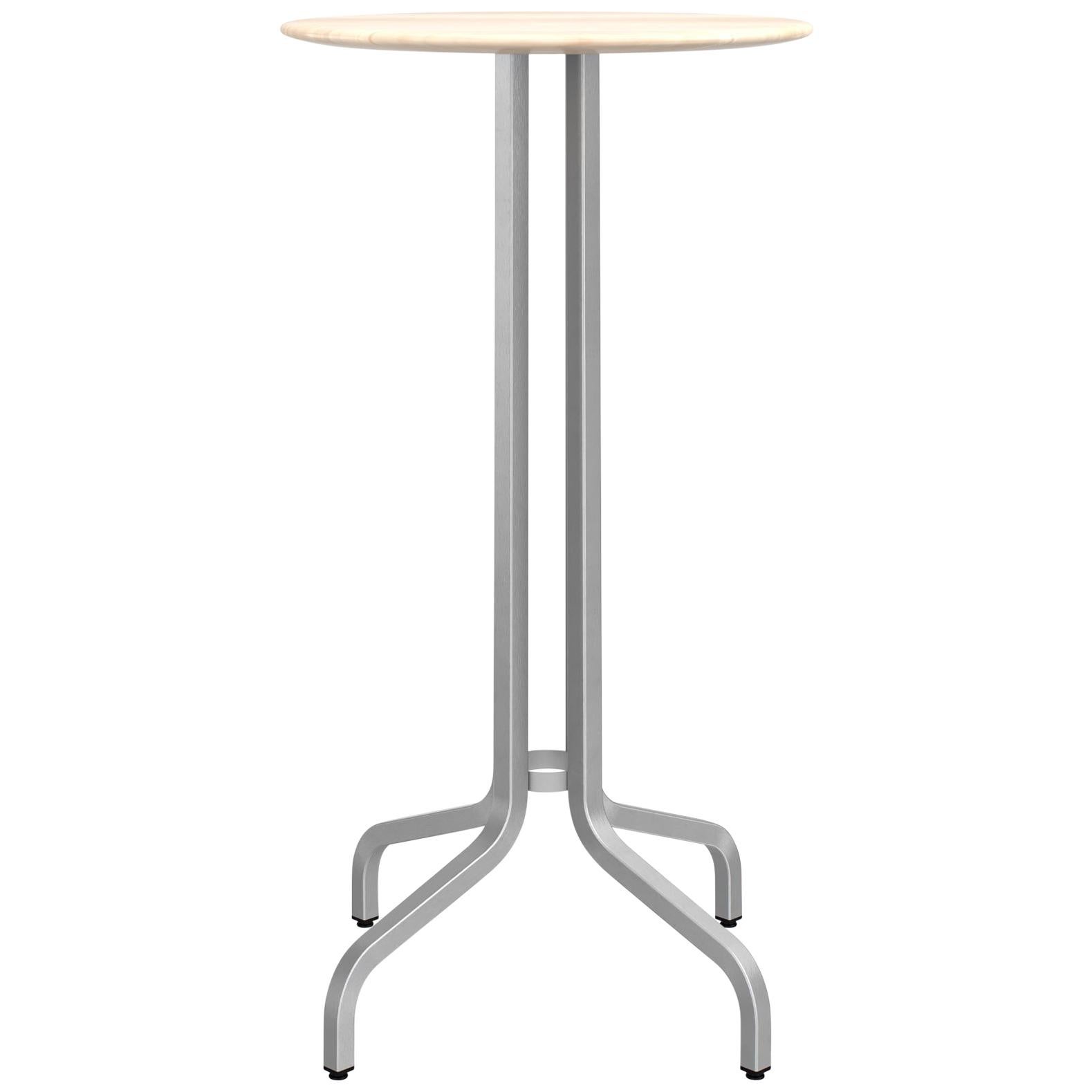 Emeco 2 Inch Small Aluminium Round Counter Table with Wood Top by