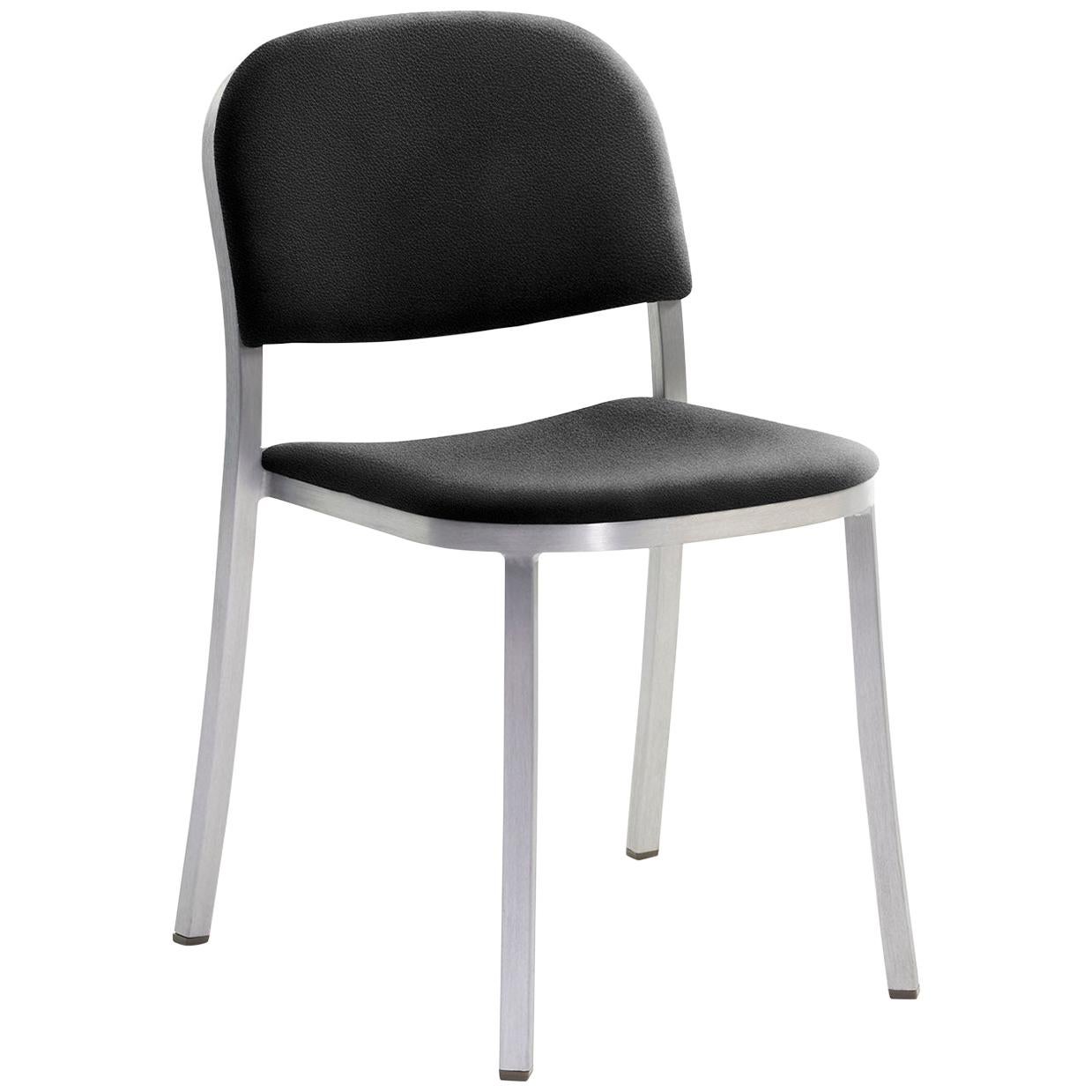 Emeco 1 Inch Stacking Chair with Aluminum Legs & Black Fabric by Jasper Morrison