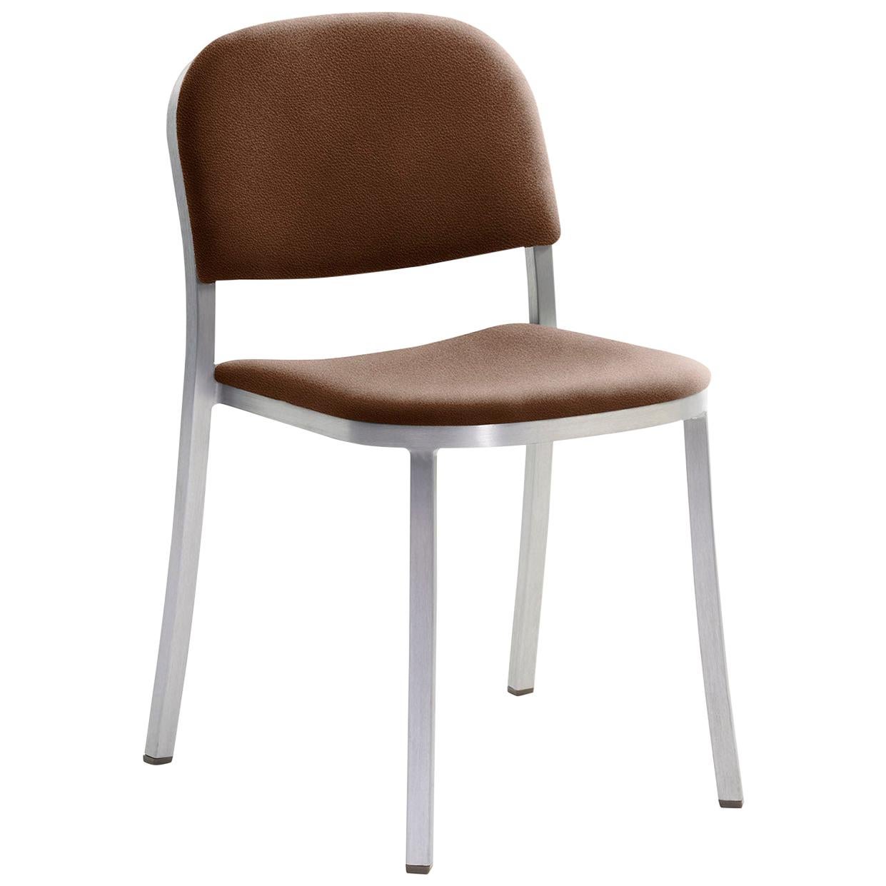 Emeco 1 Inch Stacking Chair with Aluminum Legs & Brown Fabric by Jasper Morrison