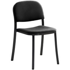 Emeco 1 Inch Stacking Chair with Black Legs & Black Fabric by Jasper Morrison