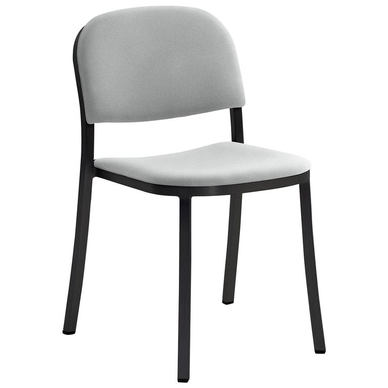 Emeco 1 Inch Stacking Chair with Black Legs and Grey Upholstery by ...