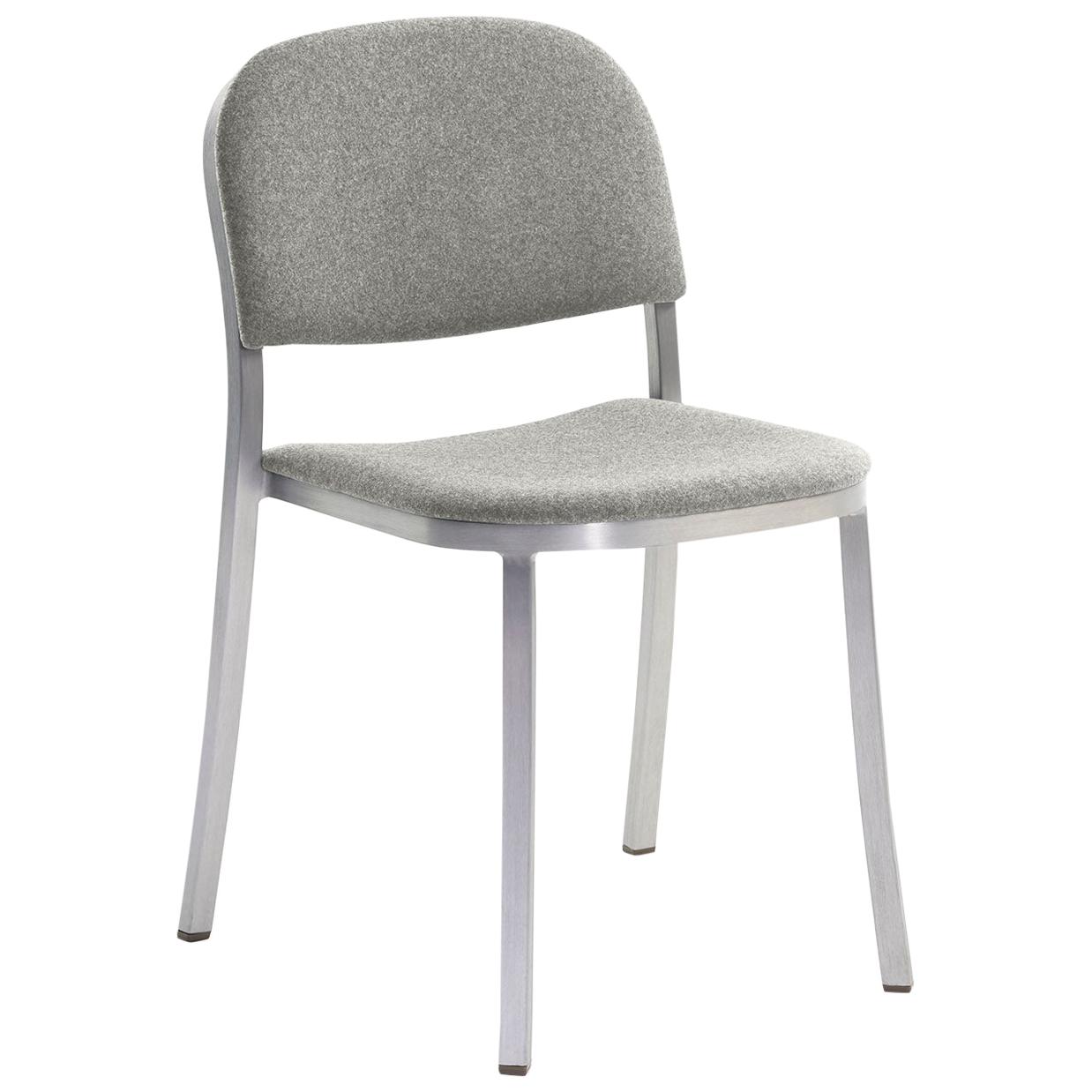 Emeco 1 Inch Stacking Chair with Grey Fabric & Aluminum Legs by Jasper Morrison