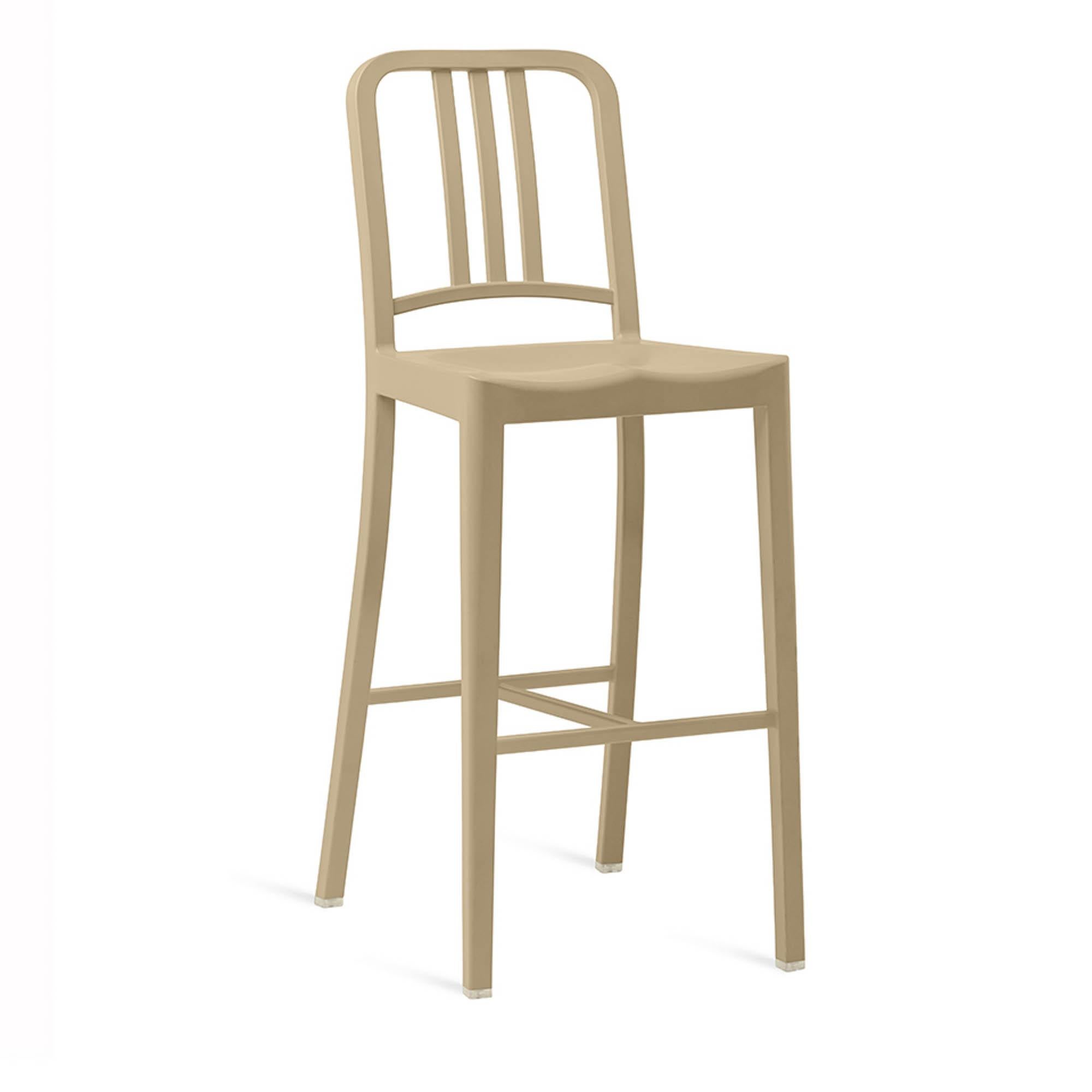 The 111 Navy Collection is a story of innovation, turning waste plastic into something that lasts. Each stool is made of 150 recycled PET bottles. Like the original 111 Navy chair, these one-piece stools are an engineering success - made to stand up