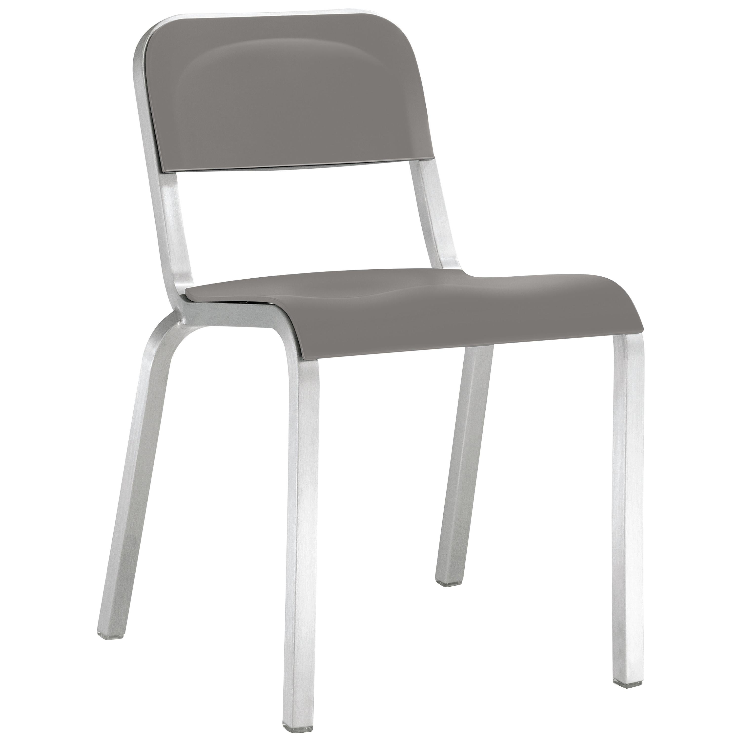 Emeco 1951 Aluminum Stacking Chair with Flint Gray Seat by Adrian Van Hooydonk For Sale