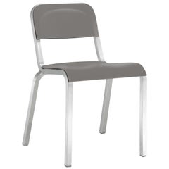 Emeco 1951 Aluminum Stacking Chair with Flint Gray Seat by Adrian Van Hooydonk