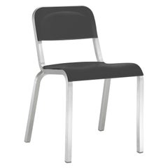 Emeco 1951 Aluminum Stacking Chair with Lava Black Seat by Adrian Van Hooydonk