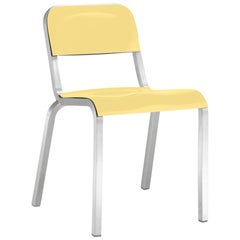 Emeco 1951™ Stacking Chair in Brushed Aluminum & Yellow by Adrian Van Hooydonk