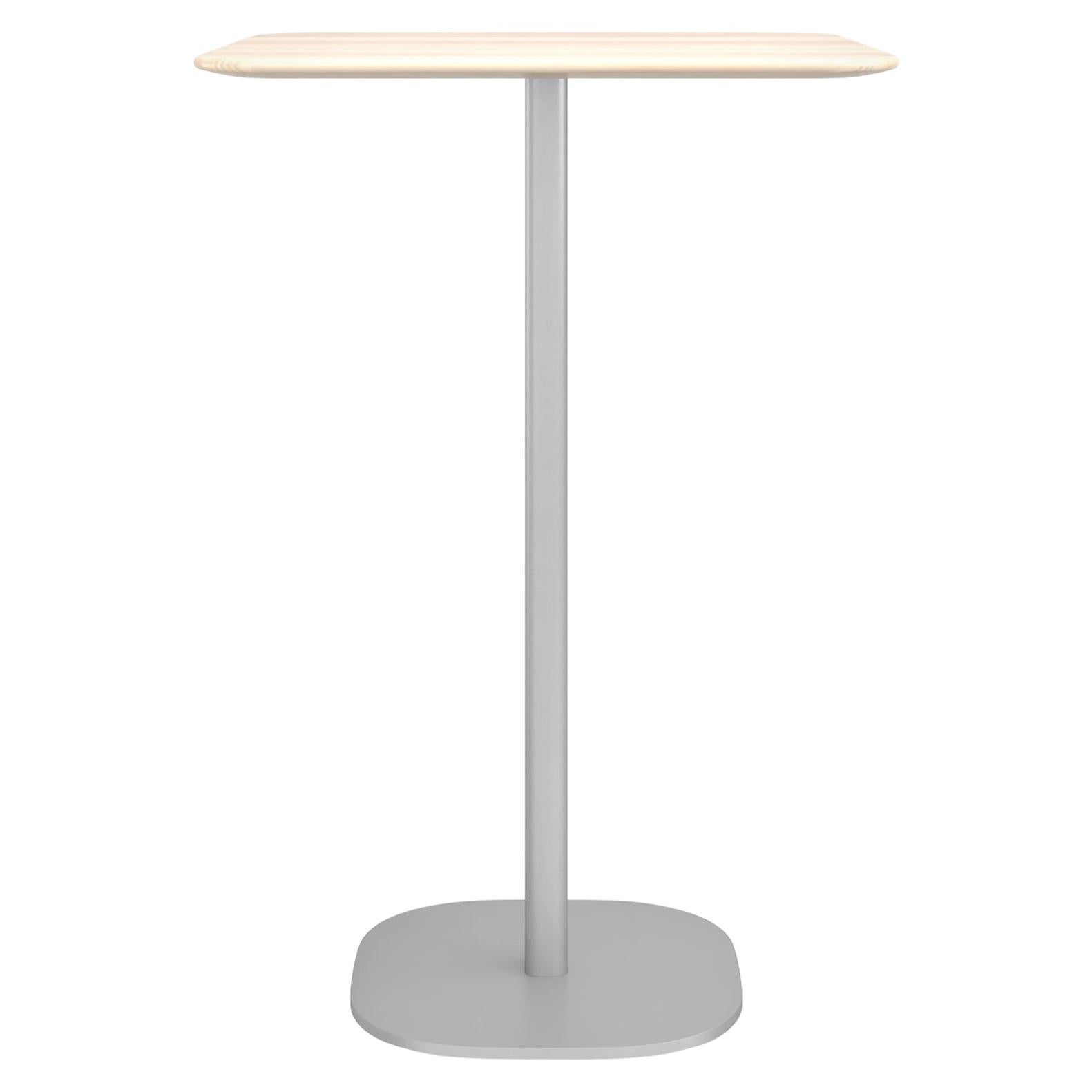 Emeco 2 Inch Large Bar Table with Aluminum Legs & Wood Top by Jasper Morrison