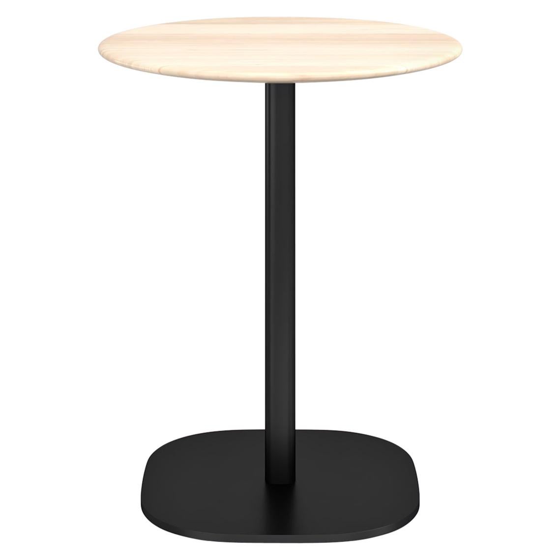 Emeco 2 Inch Round Cafe Table with Black Legs & Wood Top by Jasper Morrison