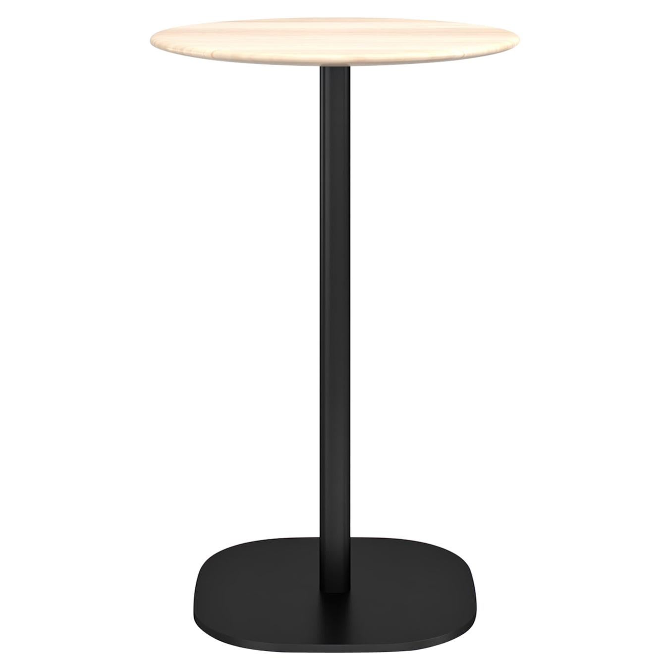 Emeco 2 Inch Round Counter Table with Black Legs & Wood Top by Jasper Morrison