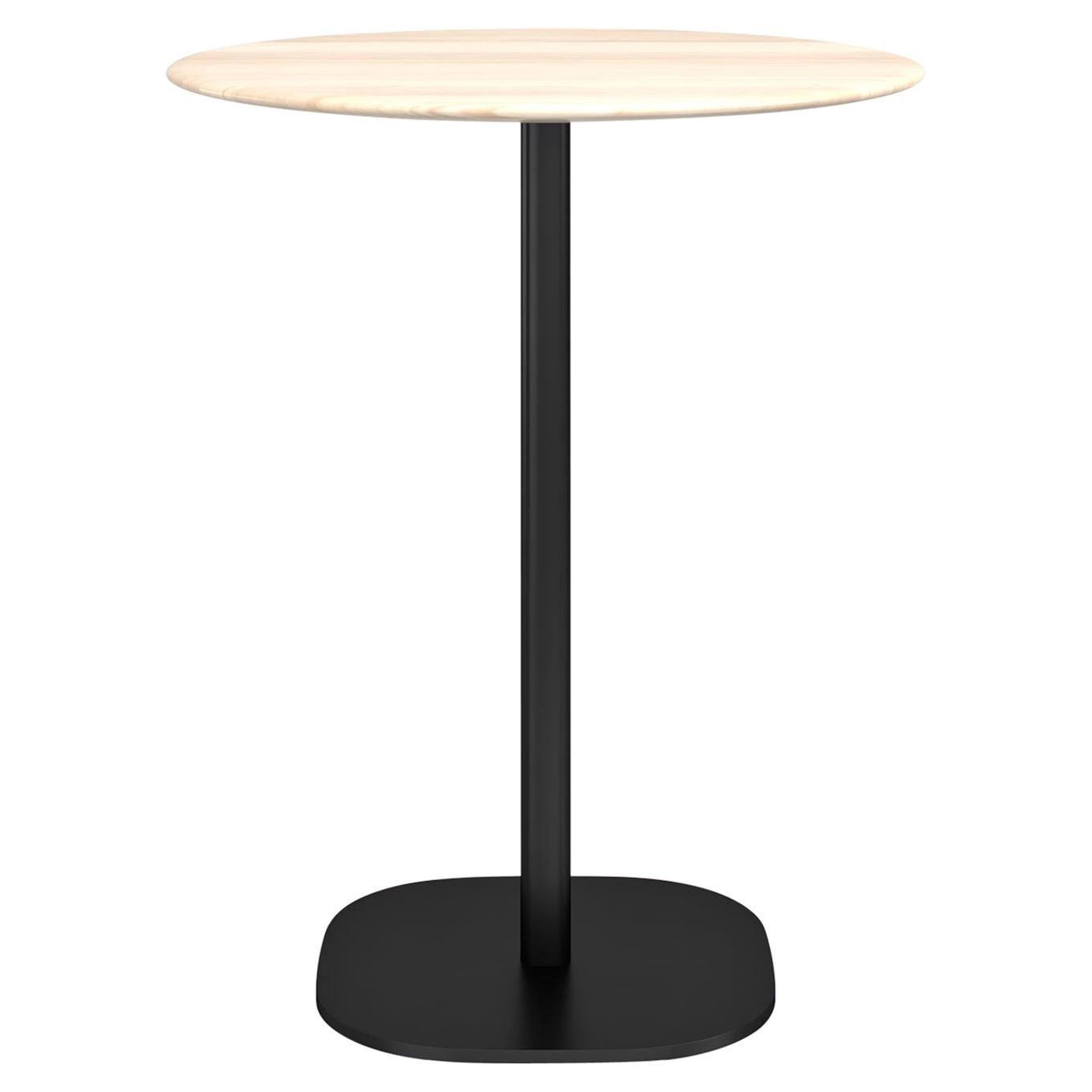 Emeco 2 Inch Round Counter Table with Black Legs & Wood Top by Jasper Morrison For Sale