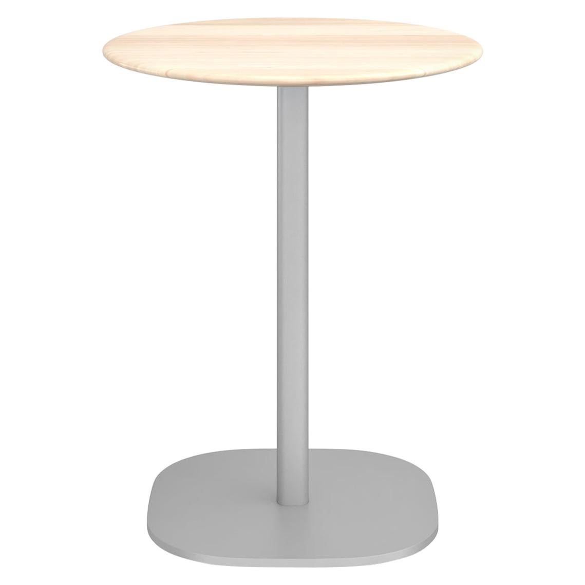 Emeco 2 Inch Small Aluminum Round Cafe Table with Wood Top by Jasper Morrison