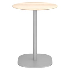 Emeco 2 Inch Small Aluminum Round Cafe Table with Wood Top by Jasper Morrison