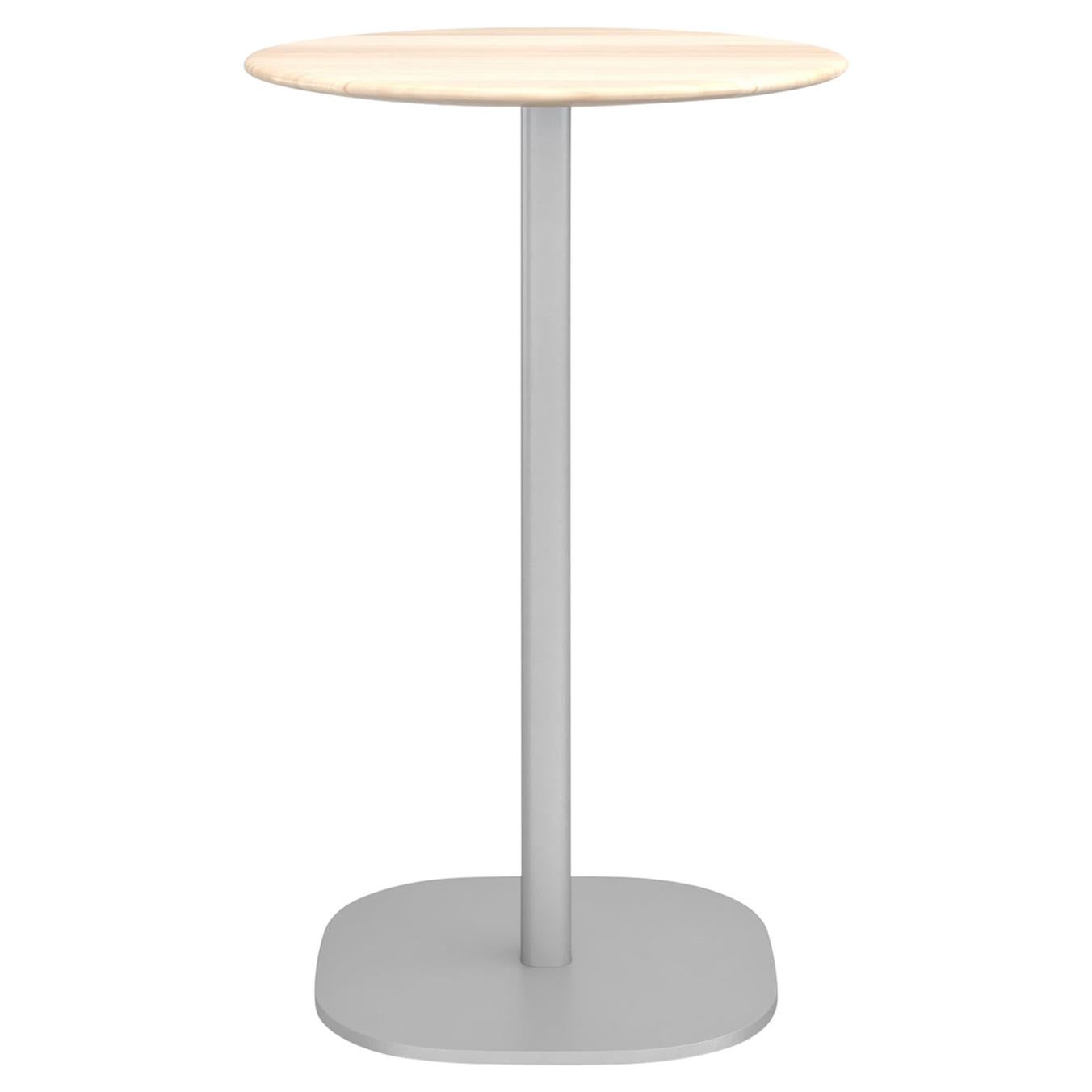 Petite table de comptoir ronde en aluminium Emeco de 2 pouces avec plateau en bois de Jasper Morrison