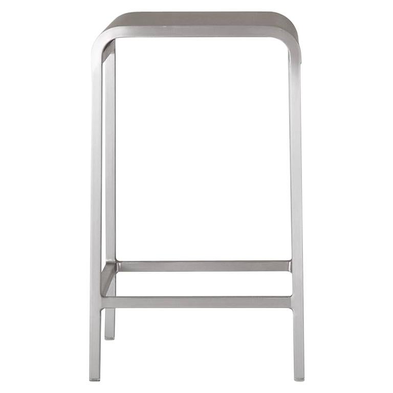 Emeco 20-06 Counter Stool in Brushed Aluminum by Norman Foster For Sale