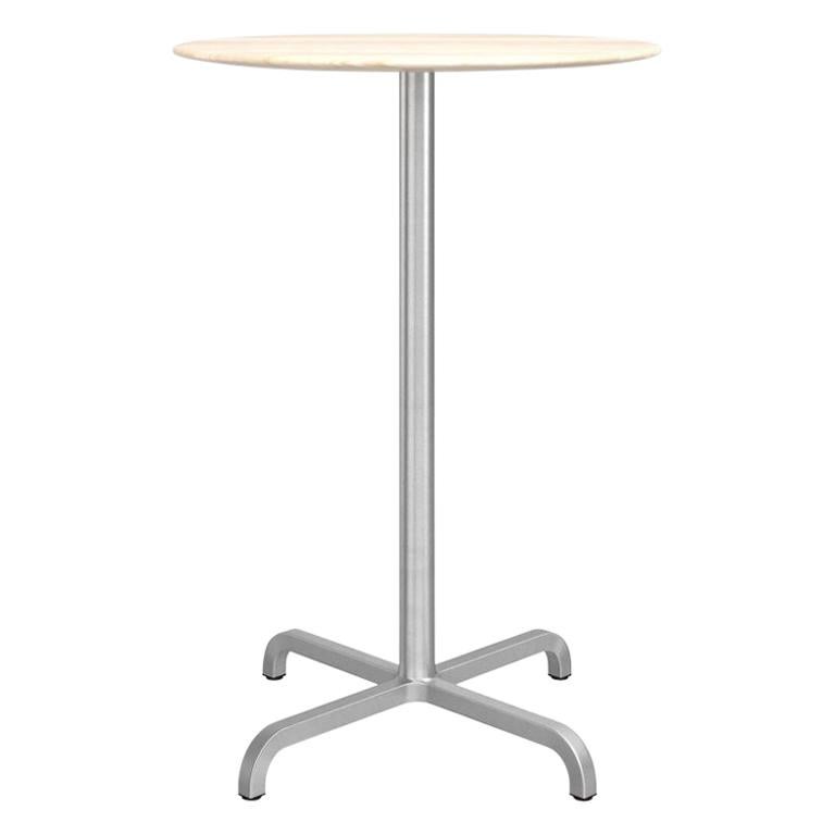 Emeco 20-06 Large Round Bar Table in Wood with Aluminium Frame by Norman Foster For Sale
