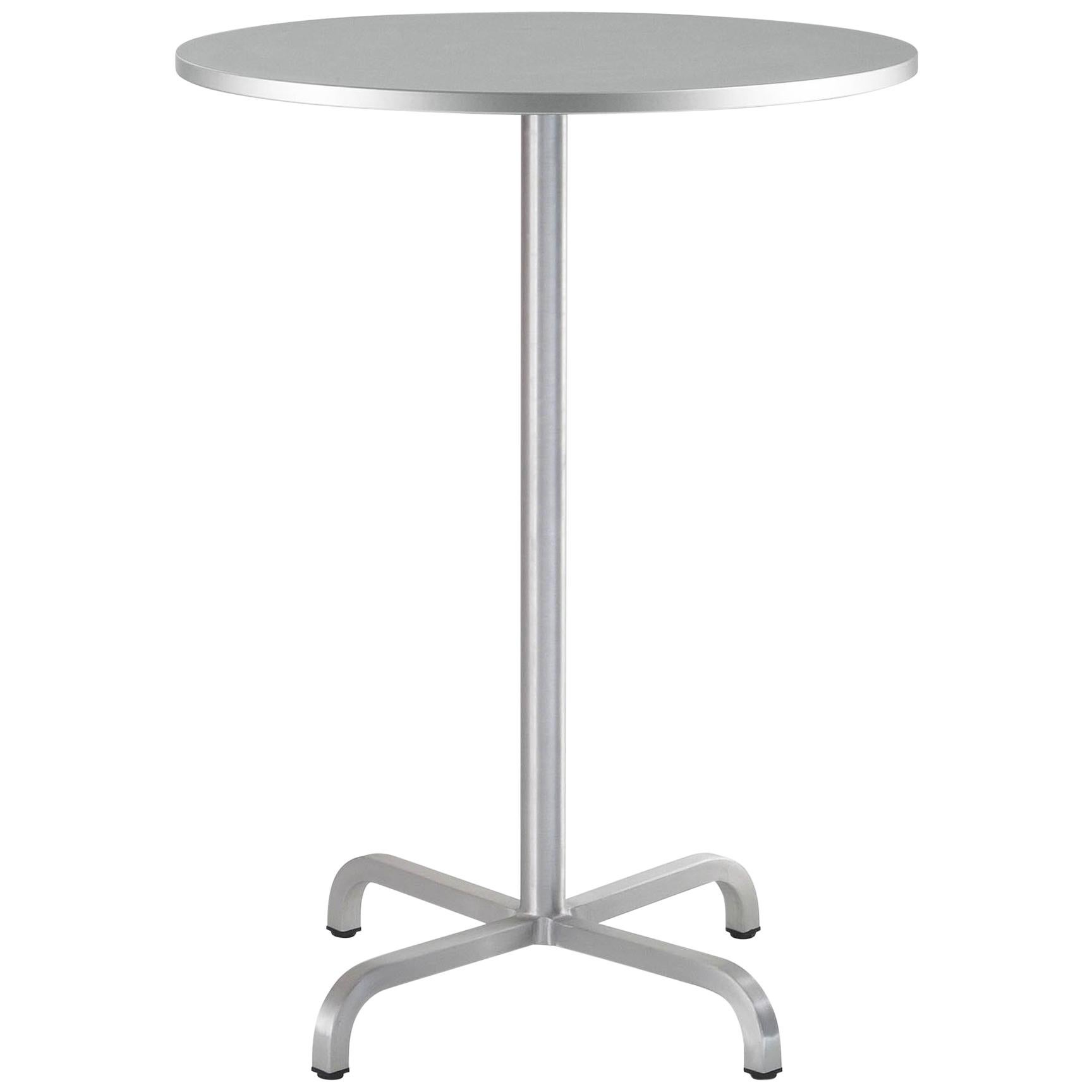 Emeco 20-06 Large Round Bar Table with Gray Laminate Top by Norman Foster