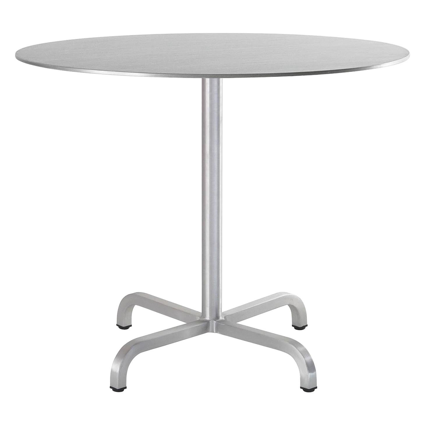 Emeco 20-06 Large Round Café Table in Brushed Aluminum by Norman Foster For Sale