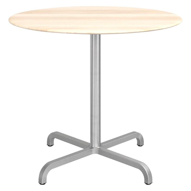 Grande table basse ronde Emeco 20-06 en bois avec cadre en aluminium par Norman Foster