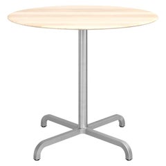 Emeco 20-06 Large Round Cafe Table in Wood with Aluminium Frame by Norman Foster