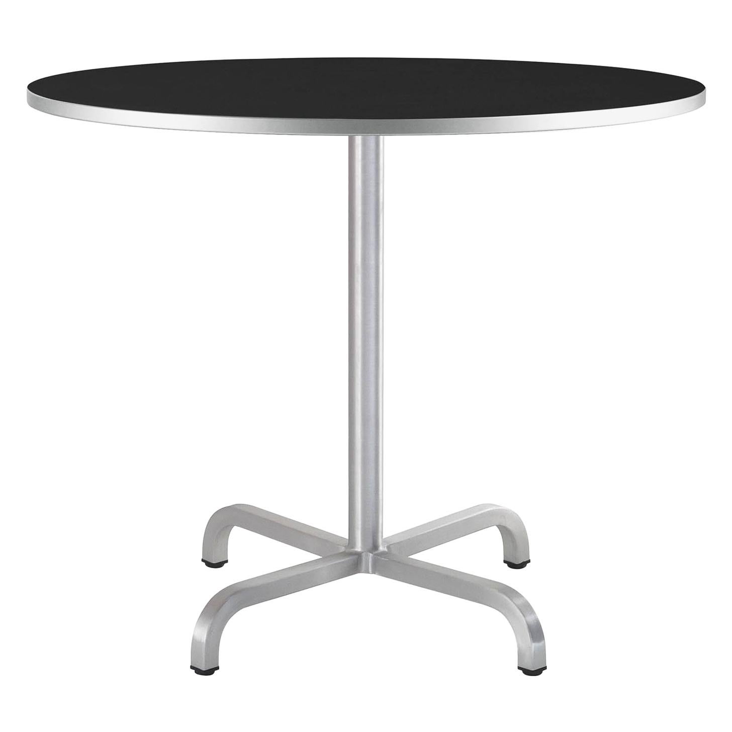 Emeco 20-06 Large Round Café Table with Black Laminate Top by Norman Foster For Sale