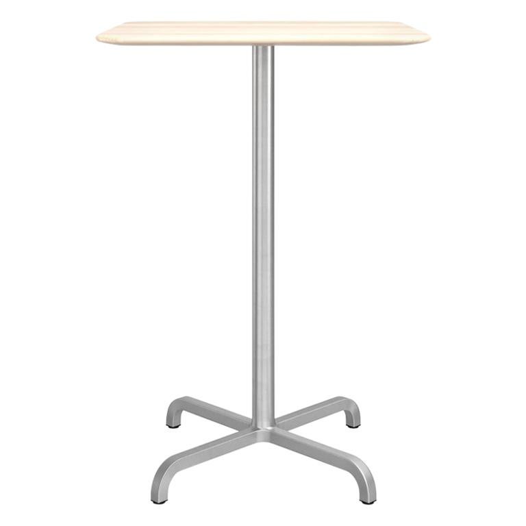 Grande table de bar carrée Emeco 20-06 en bois avec cadre en aluminium par Norman Foster