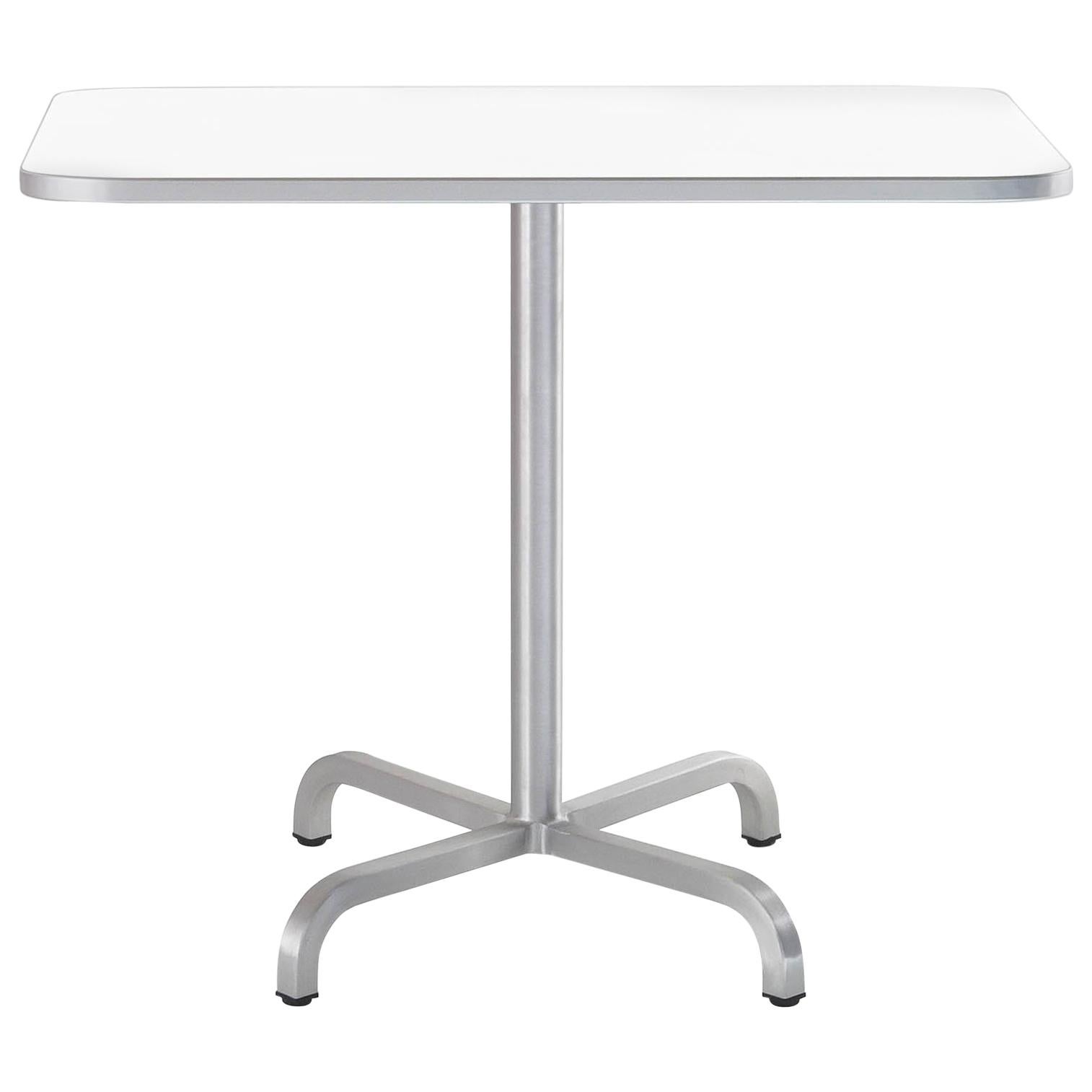 Emeco 20-06 Large Square Café Table with White Laminate Top by Norman Foster  For Sale