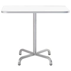 Emeco 20-06 Large Square Café Table with White Laminate Top by Norman Foster