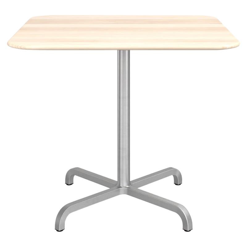 Emeco 20-06 Large Square Wood Cafe Table with Aluminium Frame by Norman Foster For Sale