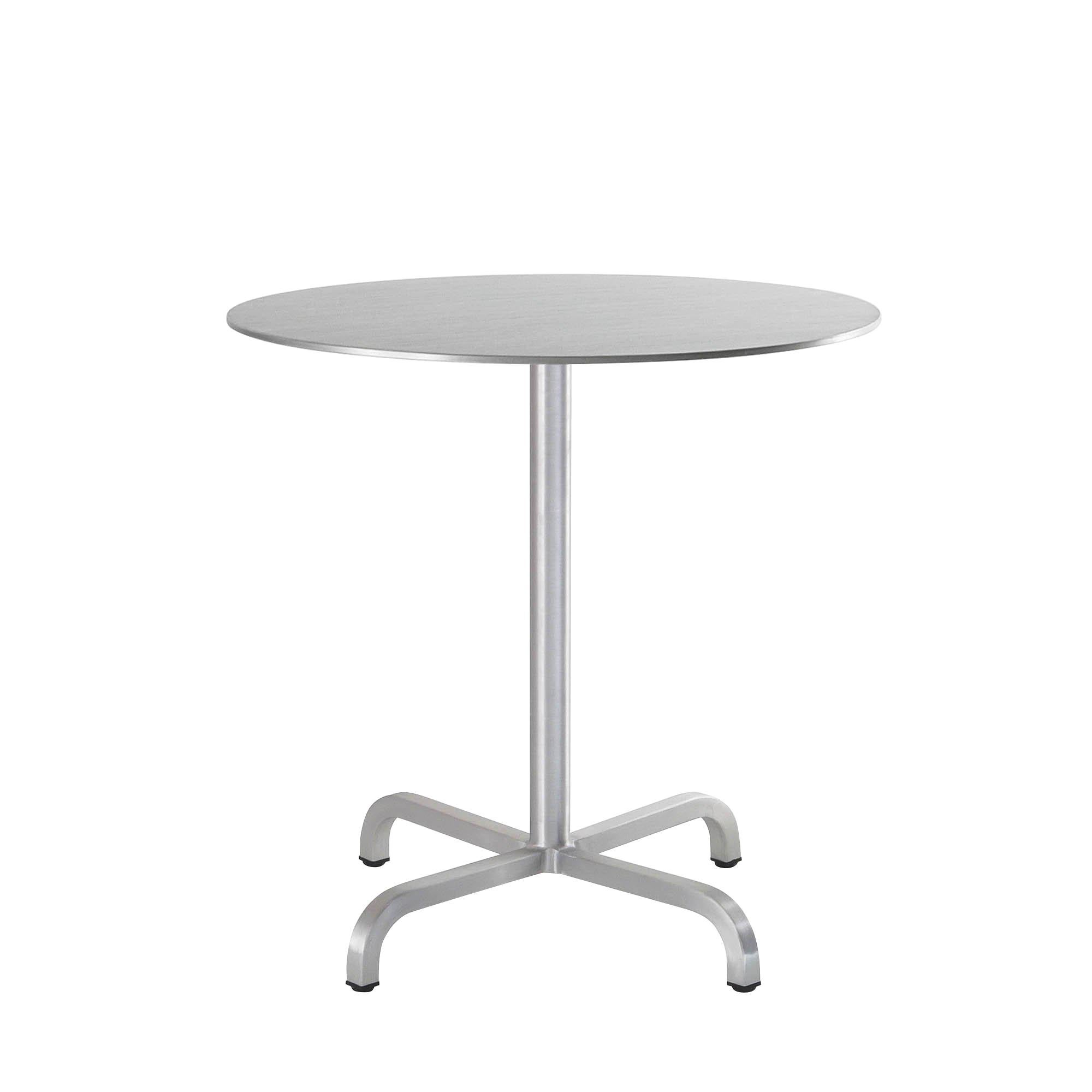 Table basse ronde moyenne Emeco 20-06 en aluminium brossé de Norman Foster