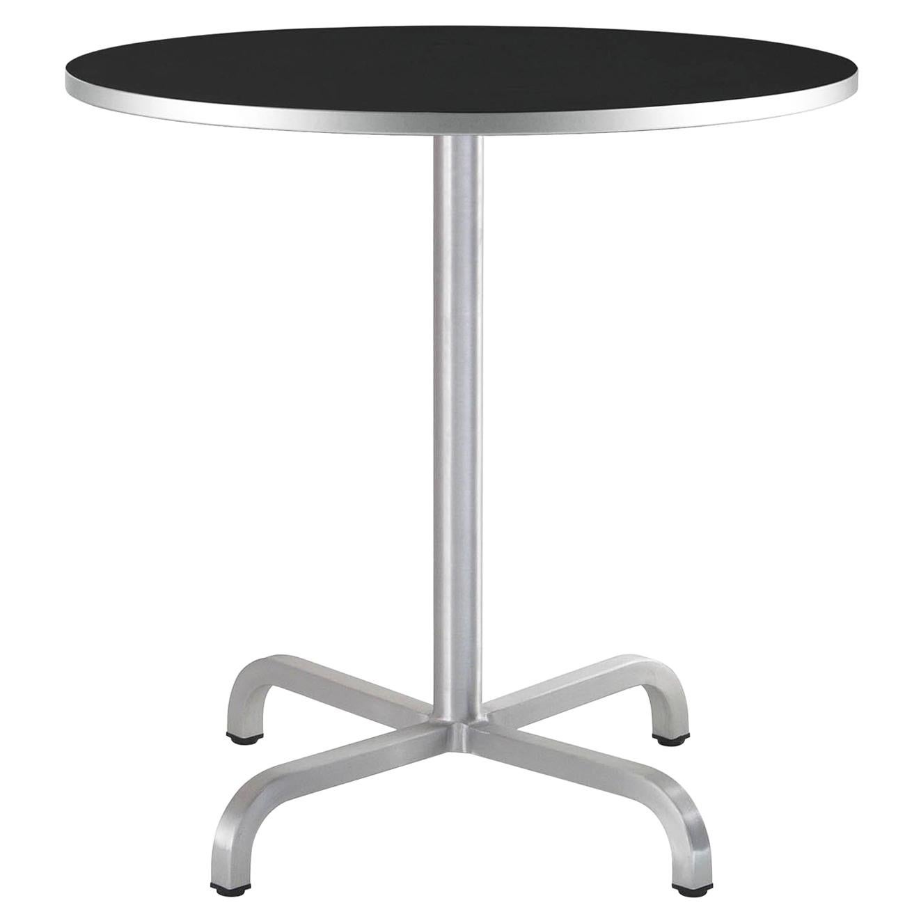 Emeco 20-06 Medium Round Café Table with Black Laminate Top by Norman Foster