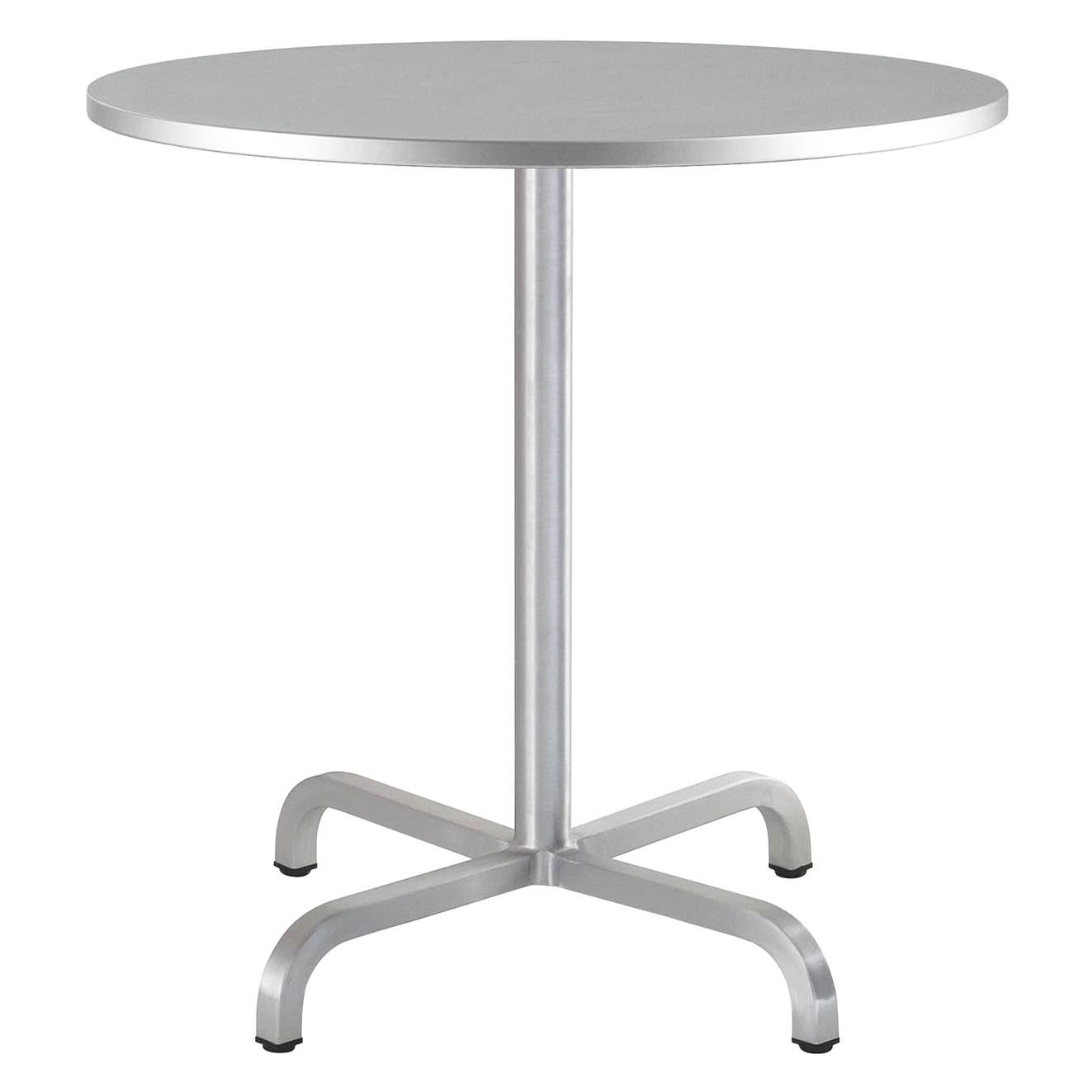 Emeco 20-06 Medium Round Café Table with Gray Laminate Top by Norman Foster For Sale