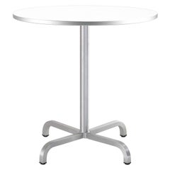 Emeco 20-06 Medium Round Cafe Table with White Laminate Top by Norman Foster 