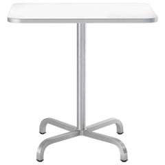 Emeco 20-06 Medium Square Café Table with White Laminate Top by Norman Foster 