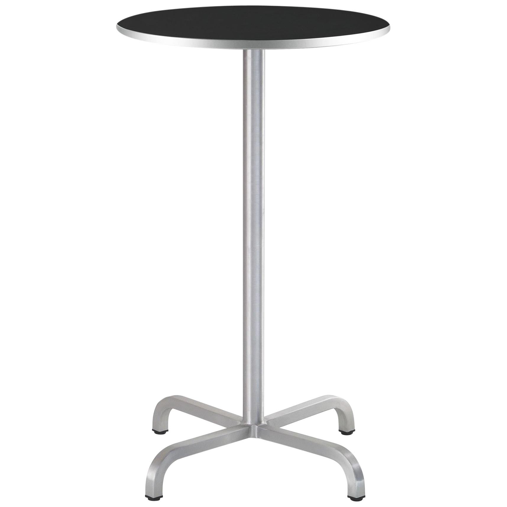 Emeco 20-06 Small Round Bar Table with Black Laminate Top by Norman Foster