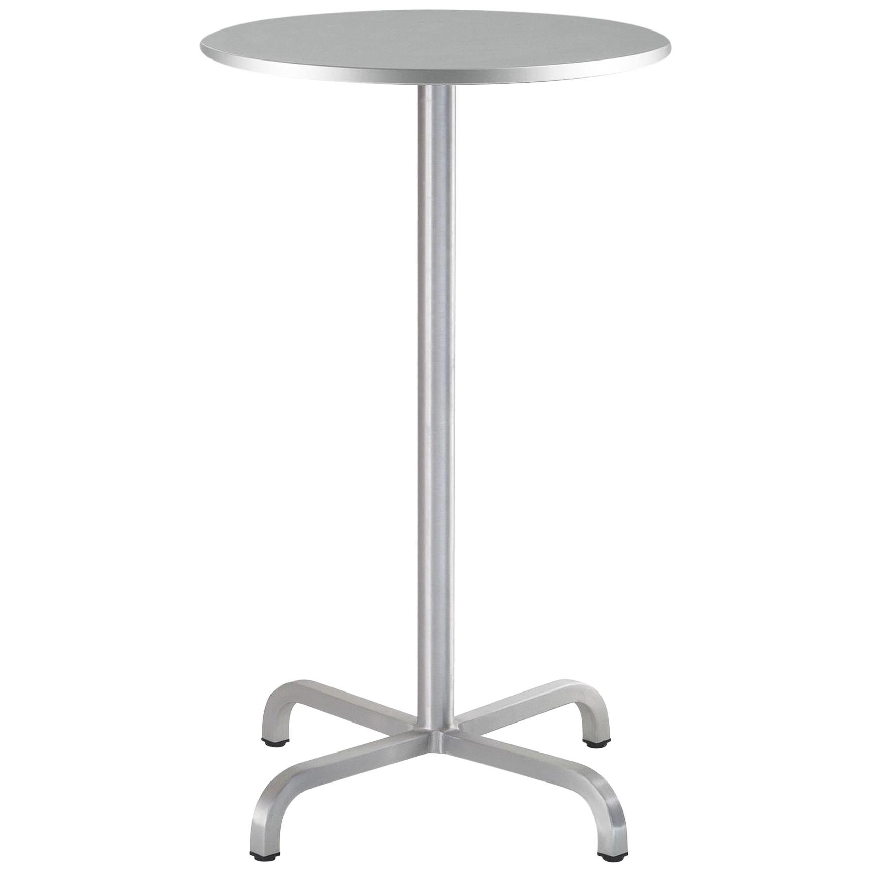 Emeco 20-06 Small Round Bar Table with Gray Laminate Top by Norman Foster For Sale