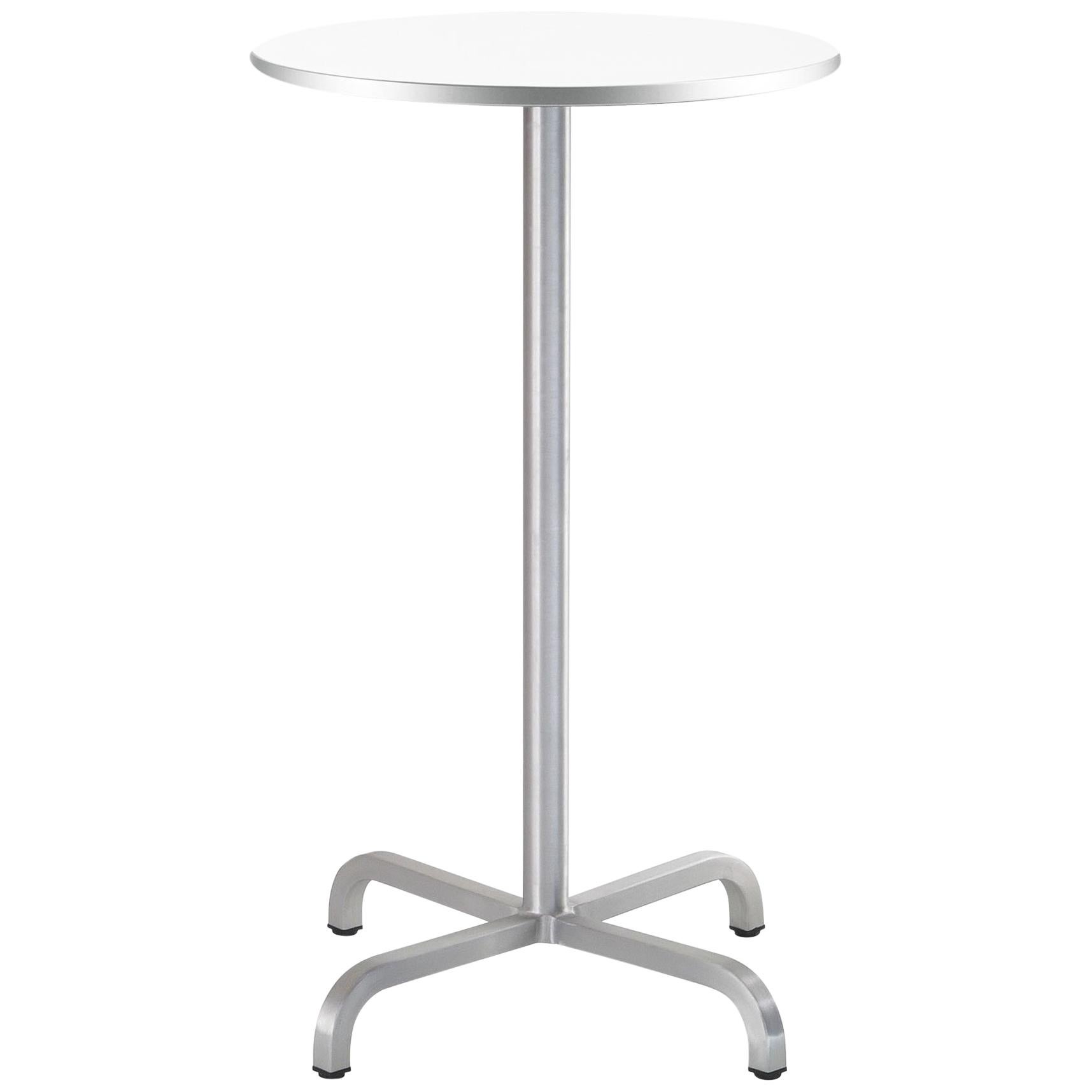 Emeco 20-06 Small Round Bar Table with White Laminate Top by Norman Foster For Sale