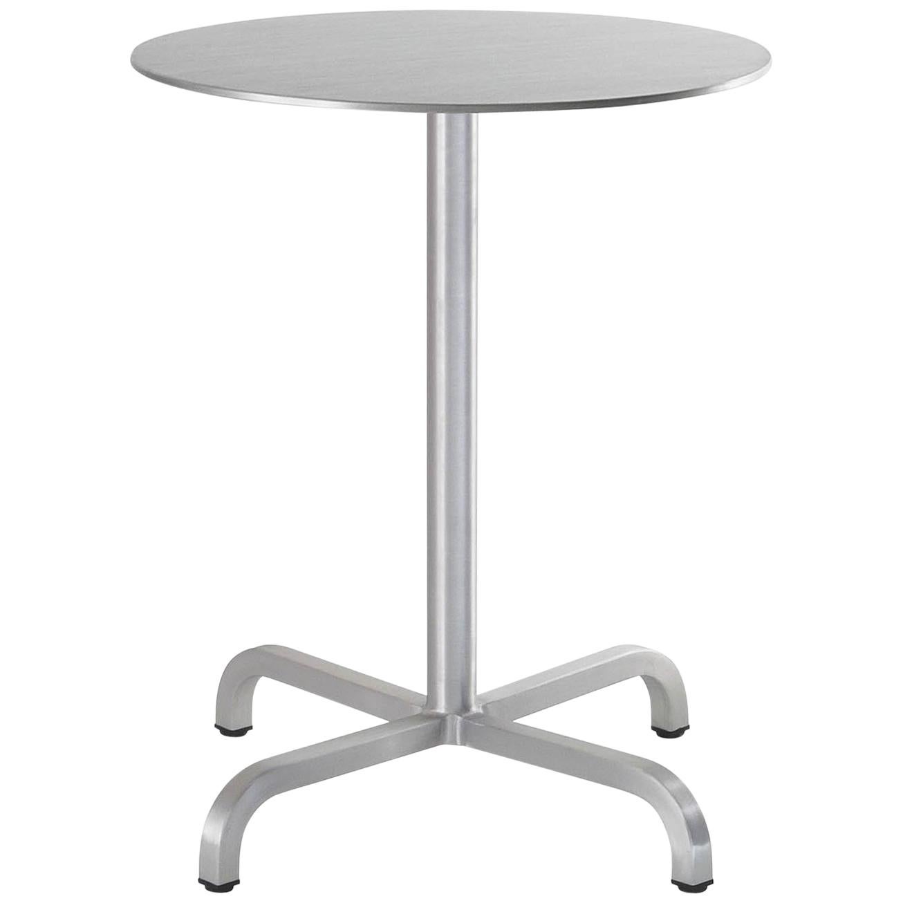 Emeco 20-06 Small Round Café Table in Brushed Aluminium by Norman Foster