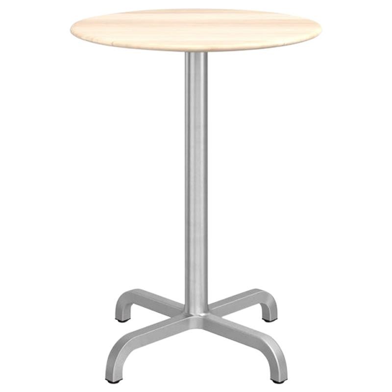Emeco 20-06 Small Round Cafe Table in Wood with Aluminium Frame by Norman Foster For Sale
