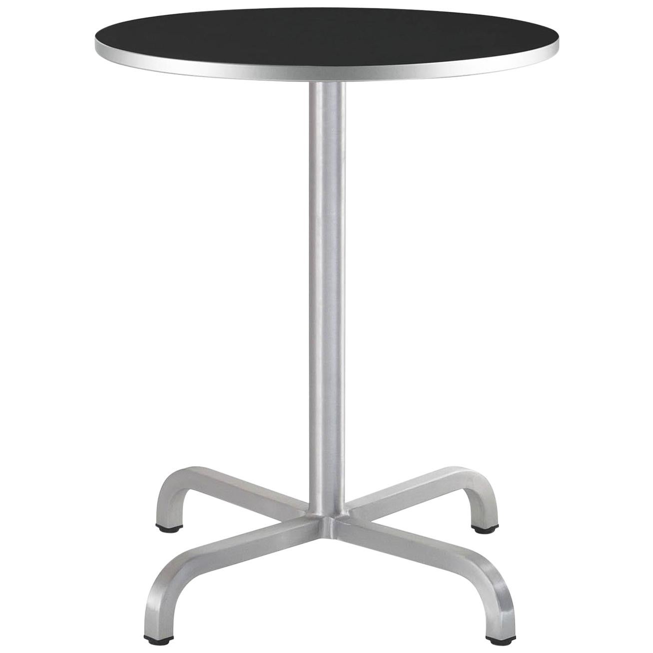 Emeco 20-06 Small Round Café Table with Black Laminate Top by Norman Foster For Sale