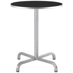 Emeco 20-06 Small Round Café Table with Black Laminate Top by Norman Foster