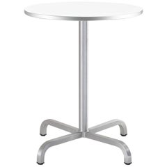 Emeco 20-06 Small Round Café Table with White Laminate Top by Norman Foster