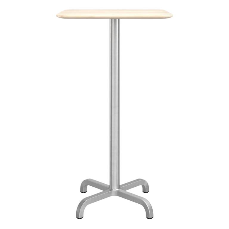 Petite table de bar carrée Emeco 20-06 en bois avec cadre en aluminium par Norman Foster en vente