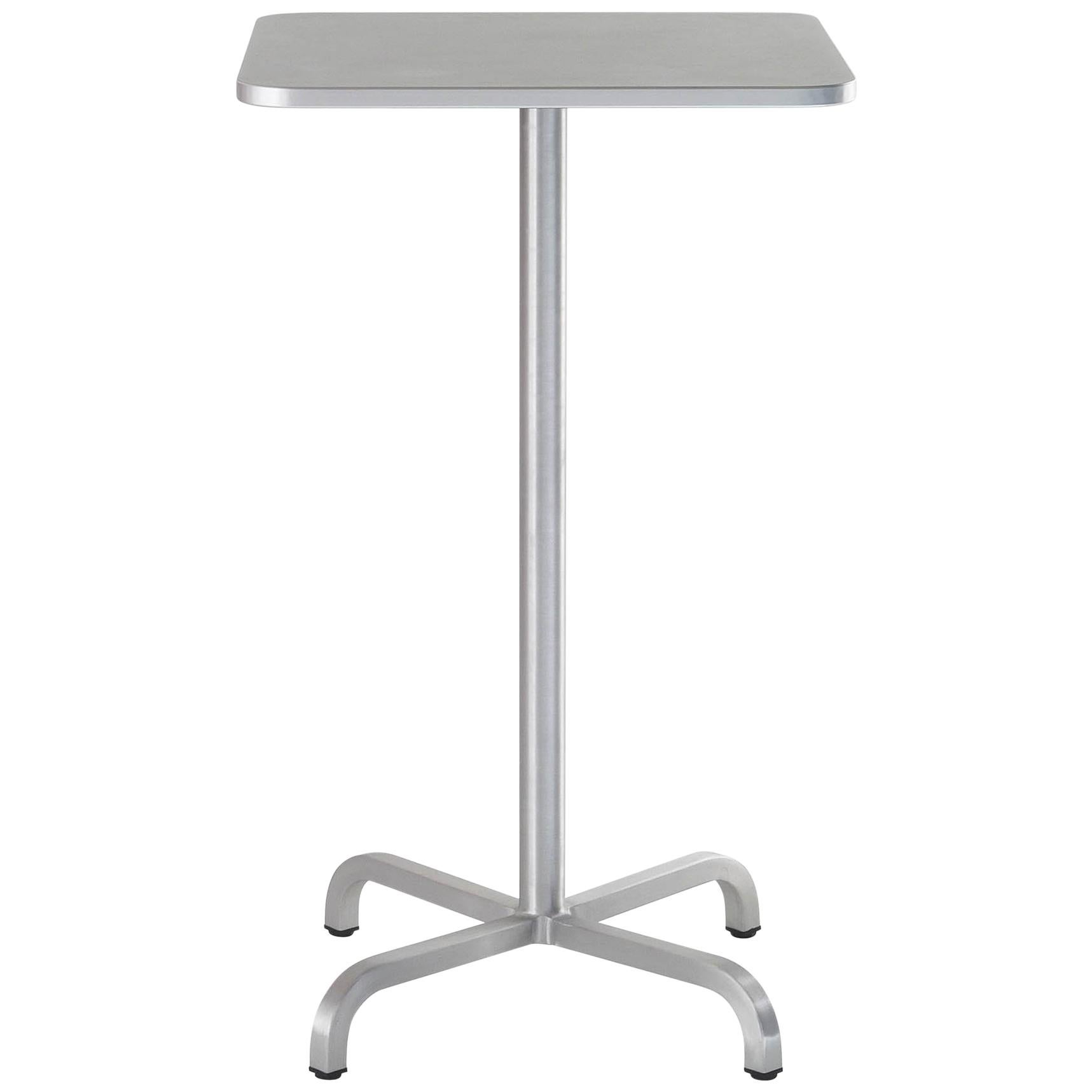 Emeco 20-06 Small Square Bar Table with Gray Laminate Top by Norman Foster