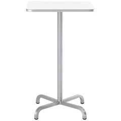 Emeco 20-06 Small Square Bar Table with White Laminate Top by Norman Foster 