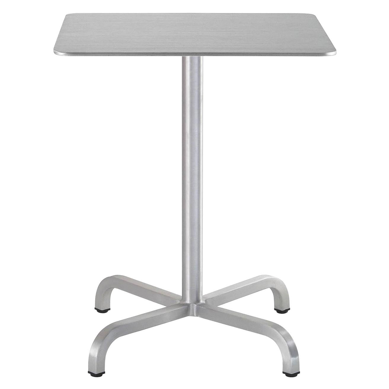 Emeco 20-06 Small Square Café Table in Brushed Aluminum by Norman Foster