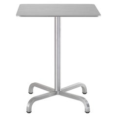 Emeco 20-06 Small Square Café Table in Brushed Aluminum by Norman Foster