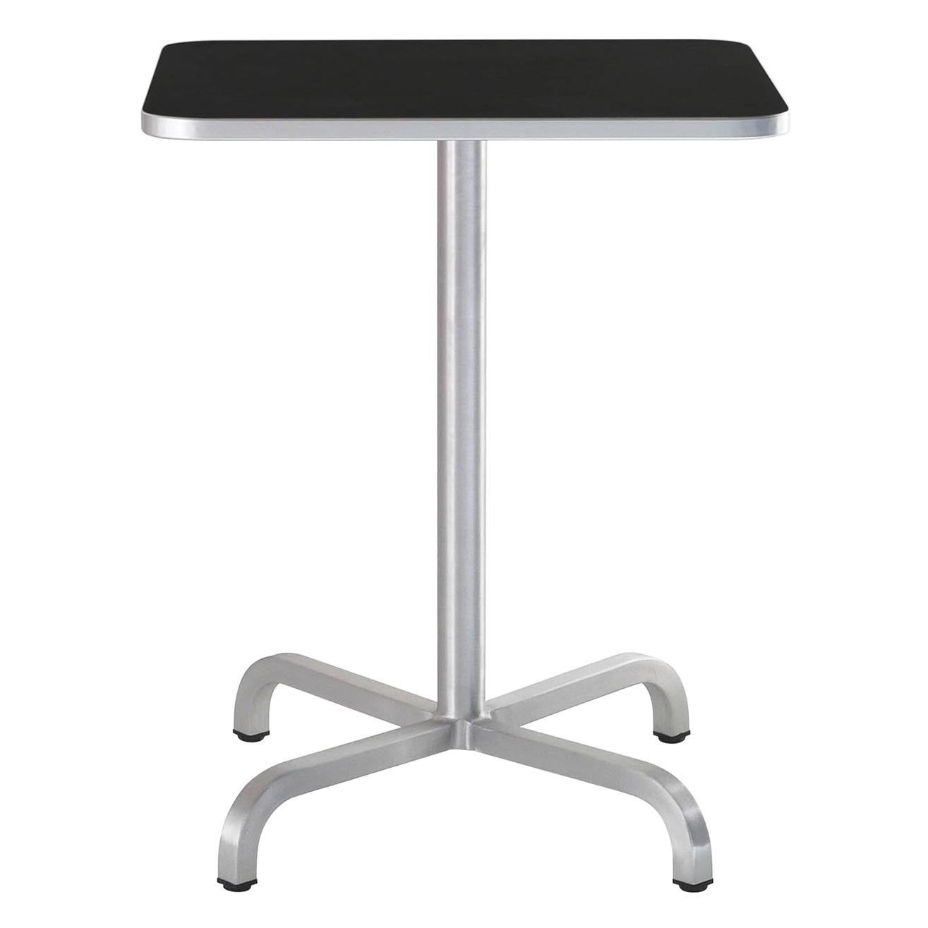 Emeco 20-06 Small Square Café Table with Black Laminate Top by Norman Foster For Sale