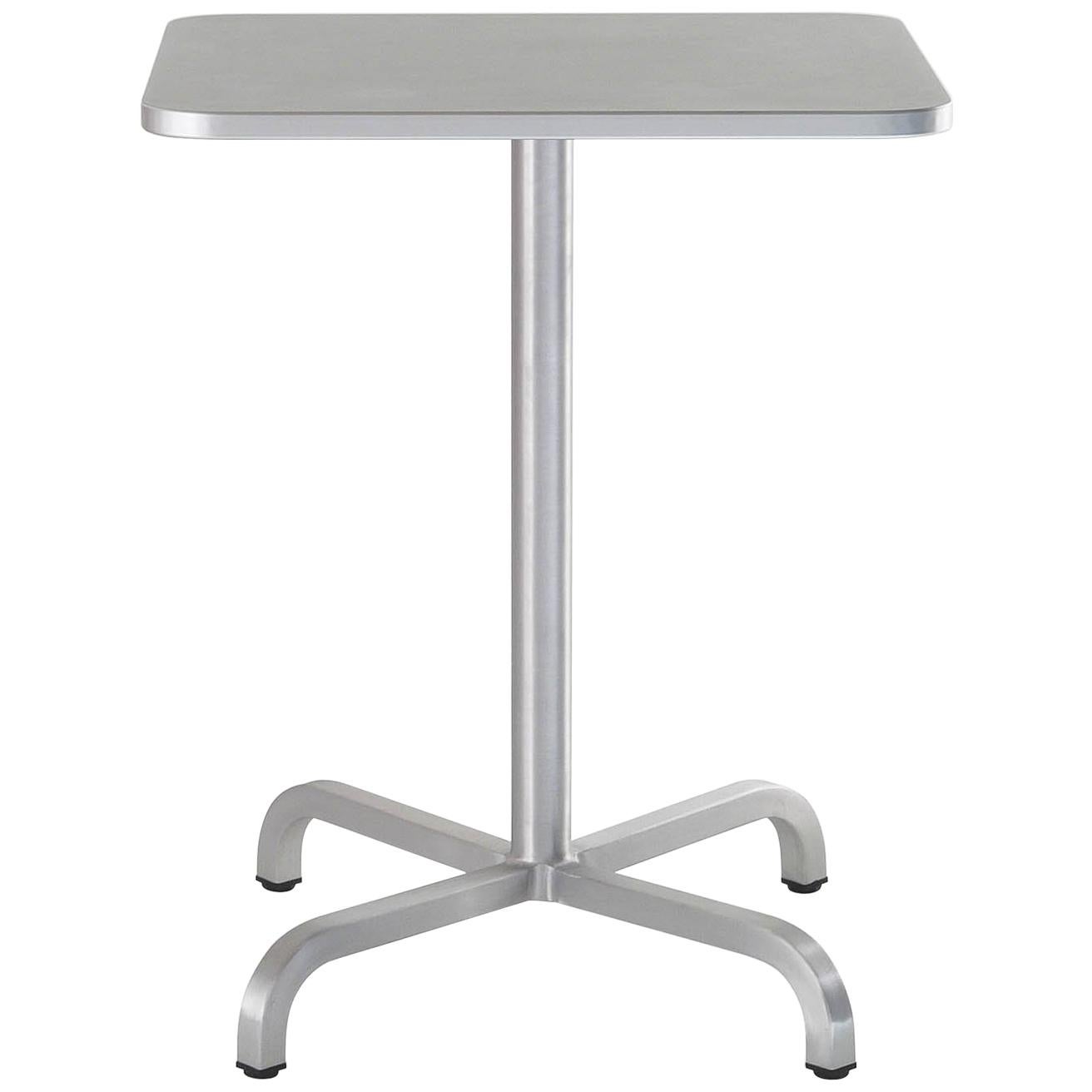 Emeco 20-06 Small Square Café Table with Gray Laminate Top by Norman Foster For Sale