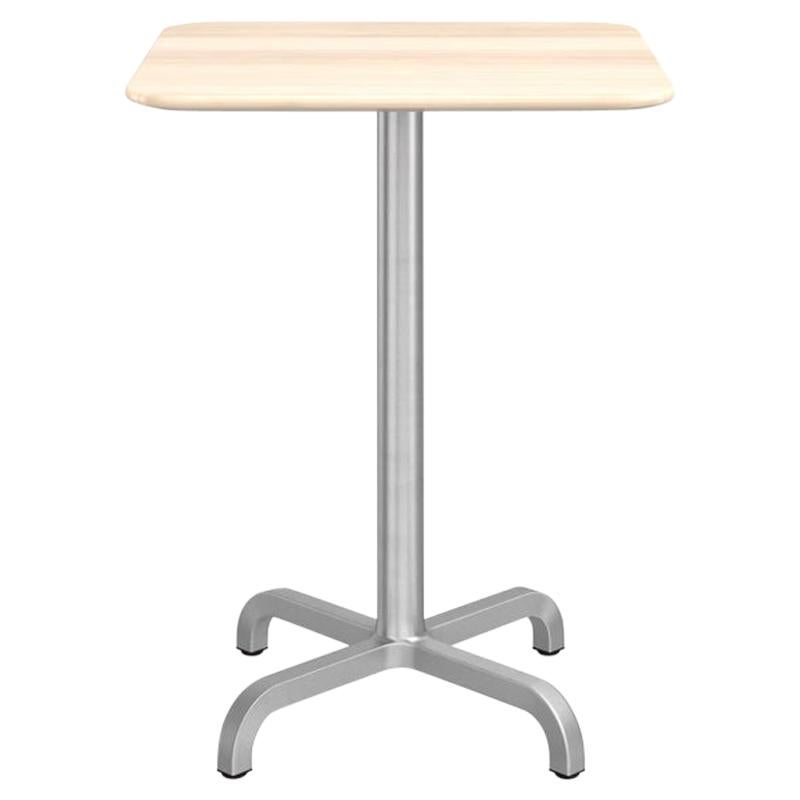 Emeco 20-06 Small Square Wood Cafe Table with Aluminium Frame by Norman Foster For Sale